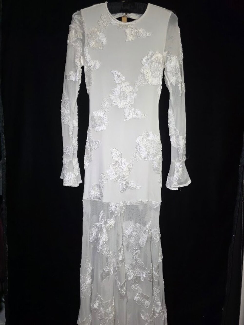 NWT Anewsta Floral Jacquard Partially Sheer Maxi Dress S